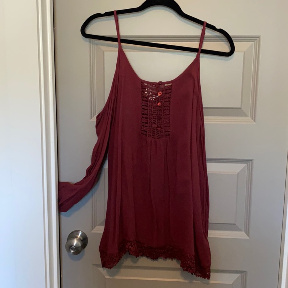 Burgundy long-sleeve top